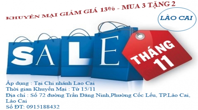 Sale off tưng bừng tháng 11 tại Chi nhánh Lào Cai